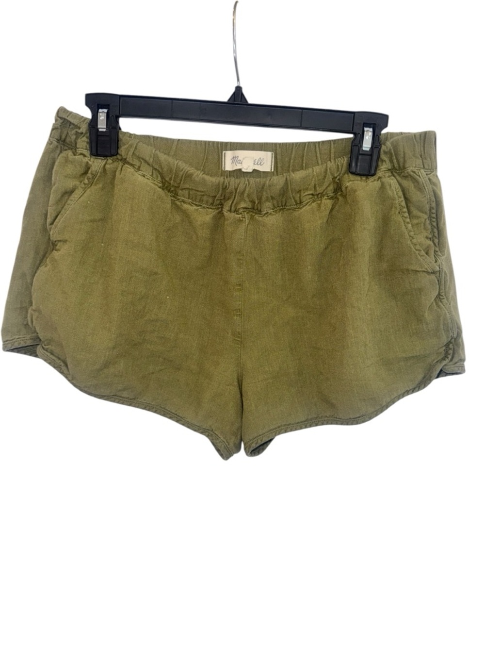 Madewell Olive Green Linen-Blend Athletic Shorts